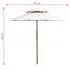  Umbrelă de soare dublă, 270x270 cm, stâlp de lemn, alb crem