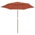  Umbrelă de soare de exterior, stâlp din lemn, cărămiziu, 270 cm