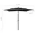  Umbrelă de soare 3 niveluri, stâlp aluminiu, negru, 2,5x2,5 m