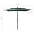  Umbrelă de soare 3 niveluri, stâlp aluminiu, verde, 2,5x2,5 m