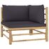  Set mobilier de grădină cu perne gri închis, 2 piese, bambus