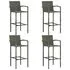  Set mobilier bar de grădină, 5 piese, gri, poliratan