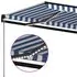  Copertină retractabilă manual, LED, albastru și alb, 600x350 cm