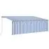  Copertină retractabilă manual cu stor&LED, albastru&alb, 4x3 m