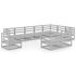  Set mobilier de grădină, 10 piese, gri, lemn masiv de pin