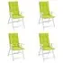  Perne scaun cu spătar înalt, 4 buc., verde, 120x50x3 cm, textil