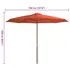  Umbrelă de soare de exterior, stâlp lemn, cărămiziu, 350 cm