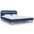  Cadru de pat cu LED-uri, albastru, 160x200 cm, material textil