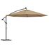  Umbrelă în consolă cu LED-uri și stâlp metalic, taupe, 350 cm