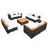  Set mobilier de grădină cu perne, 9 piese, negru, poliratan