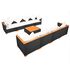  Set mobilier de grădină cu perne, 9 piese, negru, poliratan