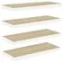  Rafturi perete suspendate 4 buc. alb/stejar 60x23,5x3,8 cm MDF