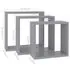  Rafturi cub de perete, 3 buc., gri, MDF