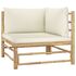 Set mobilier de grădină cu perne alb crem, 6 piese, bambus