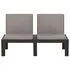  Set mobilier de grădină cu perne, 3 piese, gri, plastic