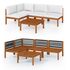  Set mobilier grădină cu perne, crem, 5 piese, lemn masiv acacia