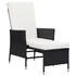  Set mobilier de grădină cu perne, 3 piese, negru, poliratan