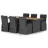  Set mobilier de exterior cu perne, 7 piese, negru, poliratan