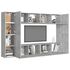  Set de dulapuri TV, 8 piese, gri beton, lemn prelucrat
