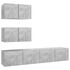  Set de dulapuri TV, 4 piese, gri beton, lemn prelucrat