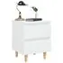  Noptiere & picioare lemn pin 2 buc. alb extralucios 40x35x50 cm