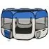  Țarc joacă pliabil câini cu sac de transport albastru 110x110x58 cm