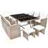  Set mobilier de exterior cu perne, 11 piese, bej, poliratan
