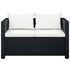  Set mobilier de grădină cu perne, 3 piese, negru, poliratan