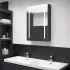 Dulap de baie cu oglinda si LED, negru strălucitor, 50 x 13 x 70 cm