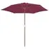  Umbrelă de soare de exterior, stâlp lemn, roșu bordo, 270 cm