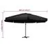  Umbrelă de soare de grădină, stâlp aluminiu, negru, 600 cm