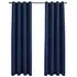  Draperii opace cu inele metalice, 2 buc, albastru, 140 x 225 cm
