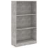  Bibliotecă cu 3 rafturi, gri beton, 60x24x109 cm, lemn compozit