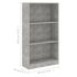  Bibliotecă cu 3 rafturi, gri beton, 60x24x109 cm, lemn compozit