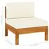  Set mobilier grădină perne alb/crem, 8 piese, lemn masiv acacia