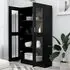 Dulap cu vitrină, negru, 82,5x30,5x150 cm, lemn prelucrat