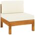  Set mobilier grădină perne alb/crem, 8 piese, lemn masiv acacia