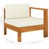  Set mobilier grădină perne alb/crem, 8 piese, lemn masiv acacia