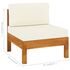  Set mobilier grădină perne alb/crem, 8 piese, lemn masiv acacia