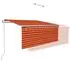  Copertină retractabilă automat cu stor portocaliu&maro 3x2,5 m