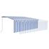  Copertină retractabilă manual cu stor, albastru&alb, 4,5x3 m