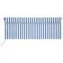  Copertină retractabilă automat cu stor, albastru&alb, 4,5x3 m