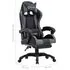  Scaun de racing, suport picioare, gri/negru, piele ecologică