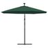  Umbrelă suspendată, iluminare LED, 300 cm, verde, stâlp metalic