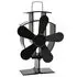  Ventilator de sobă cu alimentare termică, 5 palete, negru
