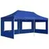  Cort de petrecere pliabil cu pereți, albastru, 6x3 m, aluminiu