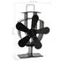  Ventilator de sobă cu alimentare termică, 5 palete, negru