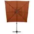  Umbrelă soare 4 niveluri, stâlp aluminiu, cărămiziu, 250x250 cm