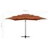  Umbrelă soare 4 niveluri, stâlp aluminiu, cărămiziu, 250x250 cm