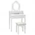  Set masă de toaletă cu taburet alb 75x69x140 cm lemn paulownia